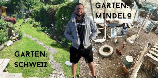 Garten Schweiz und Garten Mindelo nebeneinmander