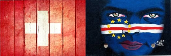 schweizer und kapverdische Flagge nebeneinander